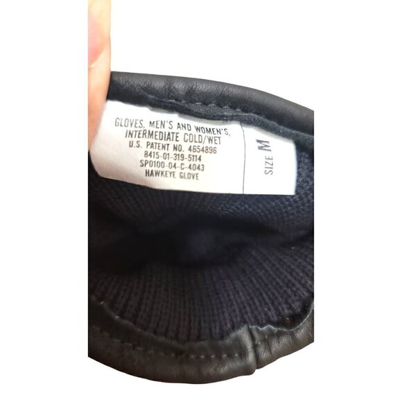 NWOT INTERMEDIATE UNISEX COLD /WET BLACK LEATHER GLOVES SIZE M - Picture 4 of 5